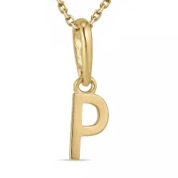 letter p ketting in verguld sterlingzilver met hanger in 9 karaat goud - My Letter