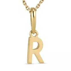 letter r ketting in verguld sterlingzilver met hanger in 9 karaat goud - My Letter
