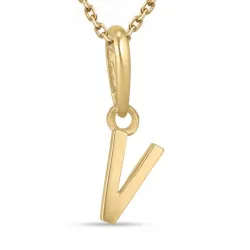 letter v ketting in verguld sterlingzilver met hanger in 9 karaat goud - My Letter
