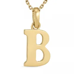 letter b ketting in verguld sterlingzilver met hanger in 9 karaat goud - My Letter