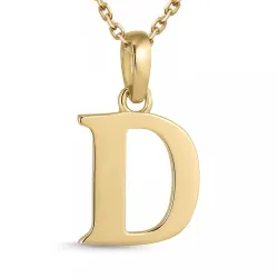 letter d ketting in verguld sterlingzilver met hanger in 9 karaat goud - My Letter