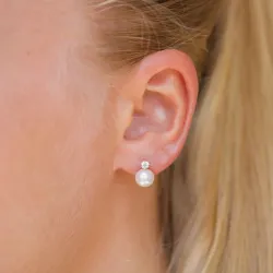 rond parel oorbellen in 14 karaat goud met zirkoon - Gold Collection