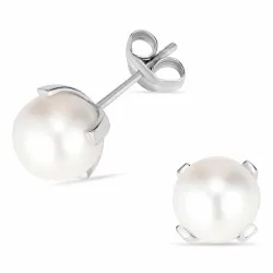 8 mm rond oorbellen in 14 karaat witgoud