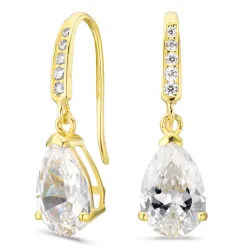 druppelvormige oorbellen in 14 karaat goud met zirkoon - Gold Collection