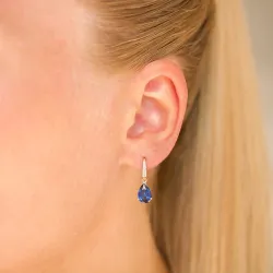 druppelvormige oorbellen in 14 karaat goud met saffier en zirkoon - Gold Collection