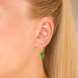 druppelvormige oorbellen in 14 karaat goud met smaragd en zirkoon - Gold Collection