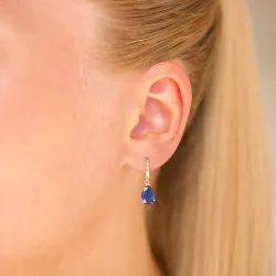 druppelvormige oorbellen in 14 karaat goud met saffier en zirkoon - Gold Collection