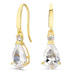 druppelvormige oorbellen in 14 karaat goud met zirkoon - Gold Collection