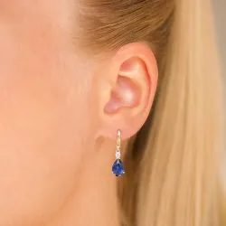 druppelvormige oorbellen in 14 karaat goud met saffier en zirkoon - Gold Collection