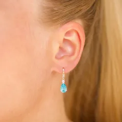 druppelvormige oorbellen in 14 karaat goud met topaas en zirkoon - Gold Collection