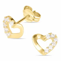 hart oorbellen in 14 karaat goud met zirkoon - Gold Collection