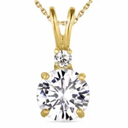 zirkoon ketting in verguld sterlingzilver met hanger in 14 karaat goud - Gold Collection