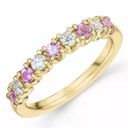 pink saffier diamant ring in 14 karaat goud 0,246 ct 0,45 ct