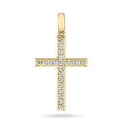 kruis diamant hanger in 14 caraat goud 0,251 ct