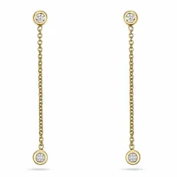 lange diamant oorbellen in 14 karaat goud met diamant 