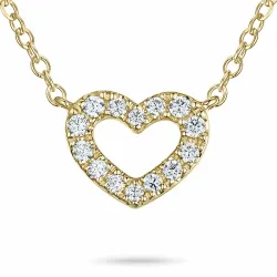 45 cm ketting met hartjes hanger in 14 karaat goud 0,10 ct