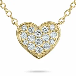 45 cm ketting met hartjes hanger in 14 karaat goud 0,25 ct