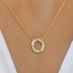 45 cm ketting met hanger in 14 karaat goud 0,20 ct