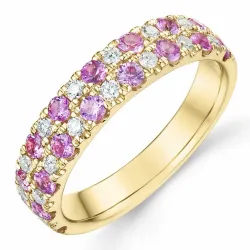 elegant pink saffier diamant ring in 14 karaat goud 0,247 ct 0,969 ct