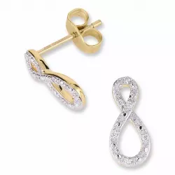 Infinity briljant oorbellen in 14 karaat goud en witgoud met diamanten 