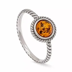 barnsteen ring in geoxideerd sterlingzilver
