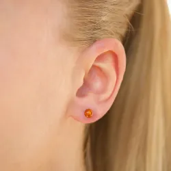 5 mm rond barnsteen oorbellen in zilver