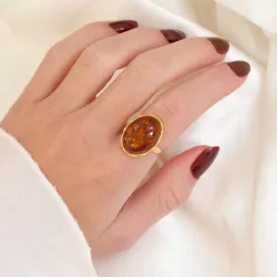 barnsteen ring in verguld sterlingzilver