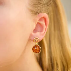 barnsteen oorbellen in verguld zilver