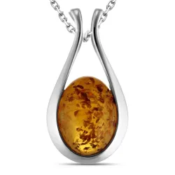 barnsteen ketting in zilver met hanger in zilver