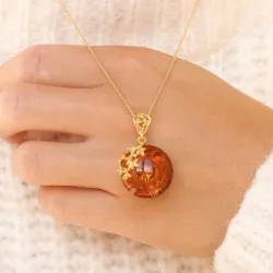 barnsteen ketting in verguld sterlingzilver met hanger in verguld sterlingzilver