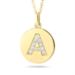 letter a zirkoon hanger met ketting in verguld sterlingzilver