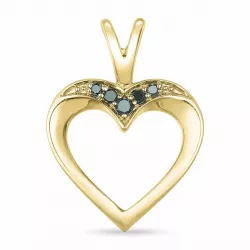 hart zwart diamant hanger in 14 caraat goud 0,05 ct