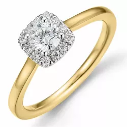 briljant ring in 14 karaat goud-en witgoud 0,32 ct 0,10 ct