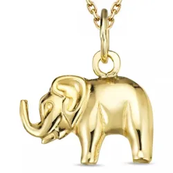 olifant ketting in verguld sterlingzilver met hanger in 8 karaat goud - Gold Collection