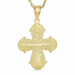 18 x 30 mm dagmarkruis ketting in verguld sterlingzilver met hanger in 14 karaat goud - Amoré