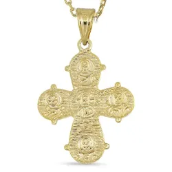 18 x 30 mm dagmarkruis ketting in verguld sterlingzilver met hanger in 14 karaat goud - Amoré