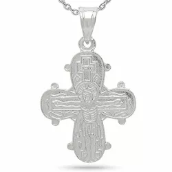 19 x 30 mm dagmarkruis met onze vader hanger met ketting in zilver met hanger in zilver - Amoré