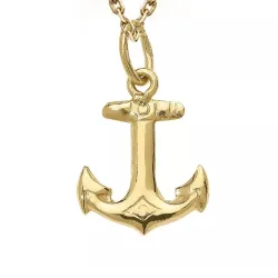anker ketting in verguld sterlingzilver met hanger in 8 karaat goud - Gold Collection