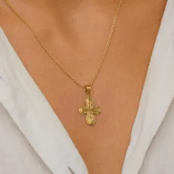 15 x 27 mm dagmarkruis ketting in verguld sterlingzilver met hanger in verguld sterlingzilver