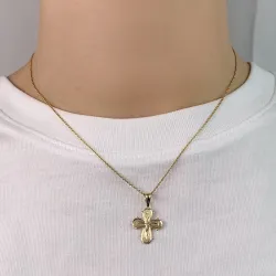 dagmarkruis ketting in verguld sterlingzilver met hanger in 8 karaat goud - Amoré