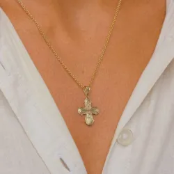 dagmarkruis ketting in verguld sterlingzilver met hanger in 8 karaat goud