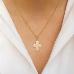 dagmarkruis ketting in verguld sterlingzilver met hanger in 14 karaat goud - Amoré