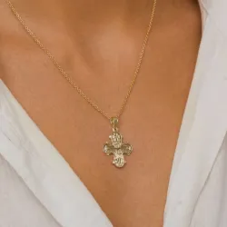 dagmarkruis met onze vader ketting in verguld sterlingzilver met hanger in 8 karaat goud