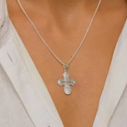 18 x 30 mm dagmarkruis ketting in zilver met hanger in zilver - Amoré