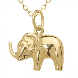 olifant ketting in verguld sterlingzilver met hanger in 8 karaat goud