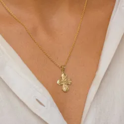 dagmarkruis ketting in verguld sterlingzilver met hanger in 8 karaat goud - Amoré