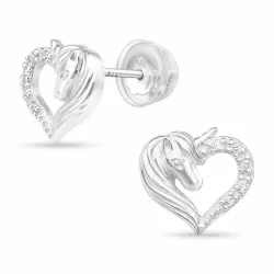 hart paarden zirkoon oorsteker in zilver - Little Ones