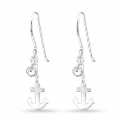 lange anker kristal oorbellen in zilver
