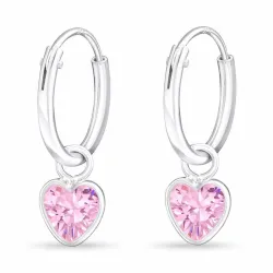 12 mm hart roze kristal creool in zilver