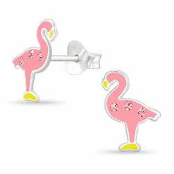 flamingo oorbellen in zilver